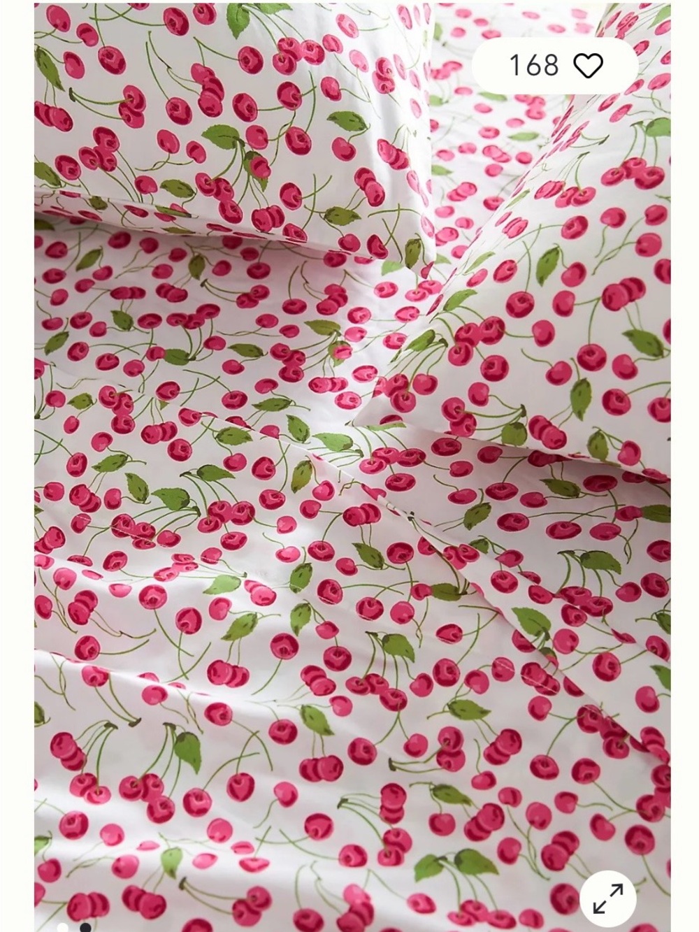 Anthropologie Cherry Print Twin Sheet Set Organic Cotton small flaw